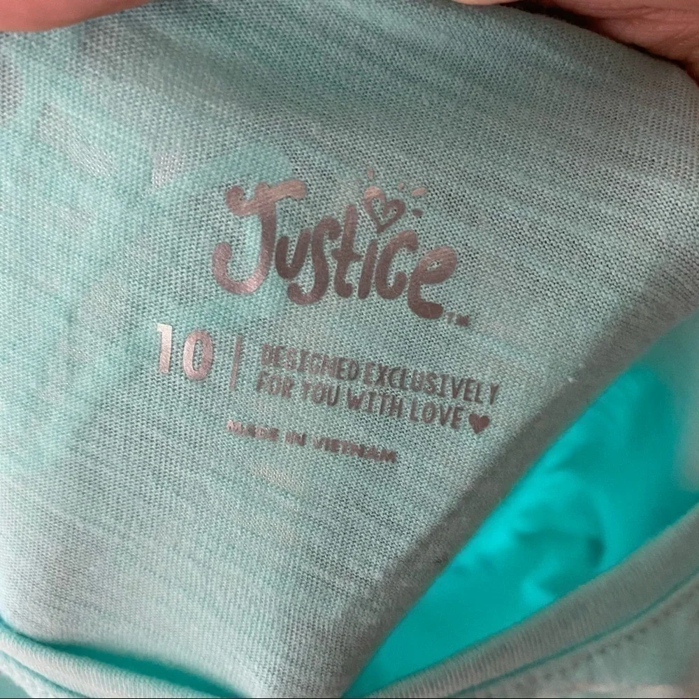 Justice Peace Sign Rainbow T-shirt NWT Sz 10 Blue